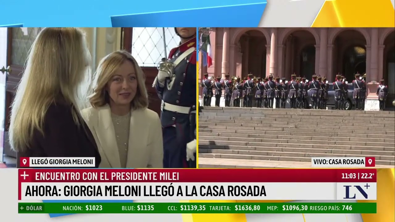 Casa Rosada: Javier Milei recibe a Giorgia Meloni
