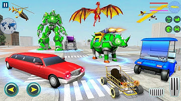 Transforming robot game - Futuristic rhino robot wars against mech robot | Android iOS Gameplay