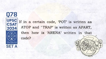 CSAT 2024 set A Q78: If in a certain code, "POT" is written as ATOP | Coding Decoding