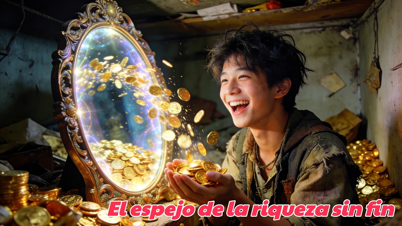 Tengo un espejo mágico con un mundo pequeño que contiene riqueza infinita.