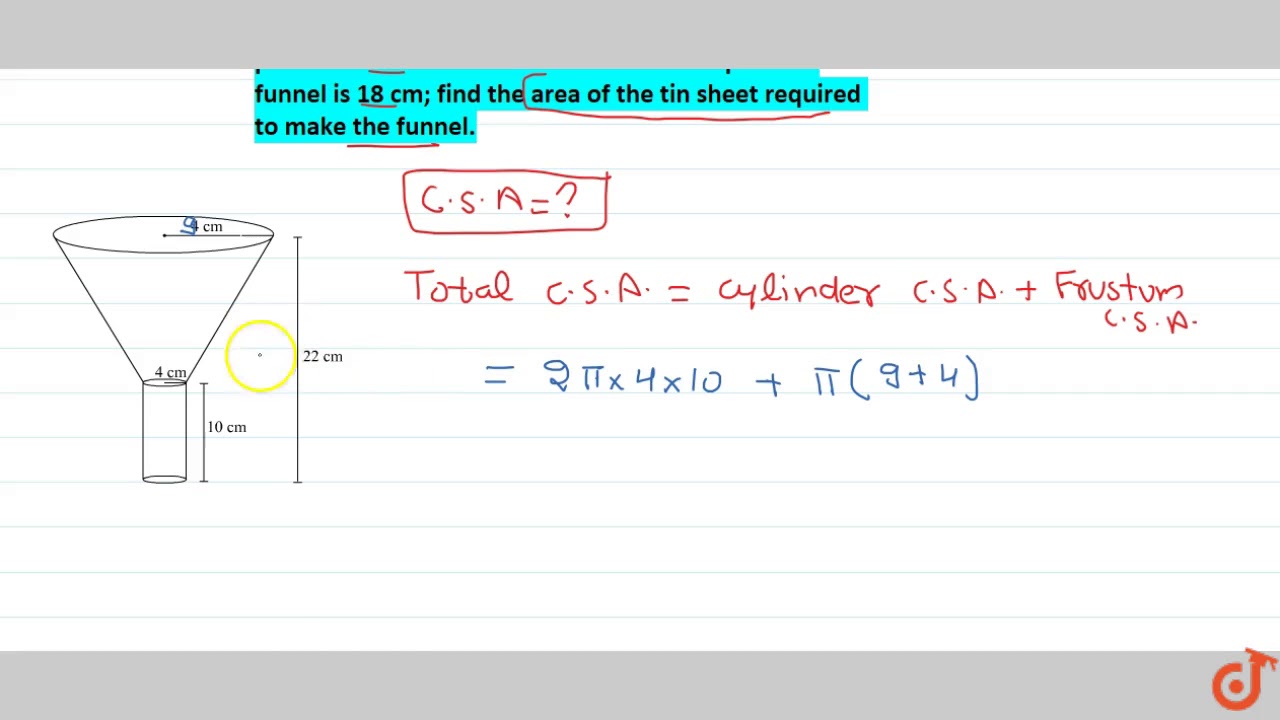 An oil funnel made of tin sheet consists of a 10 cm long cylindrical