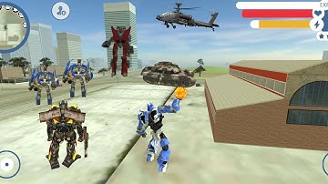 Supercar Robot (Super Car Fight on Road Side) Robots threw away Fire Ball on Army Tank - GamePlay HD