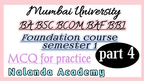 Mumbai University | foundation course model MCQ|foundation course semester 1| @NalandaAcademy