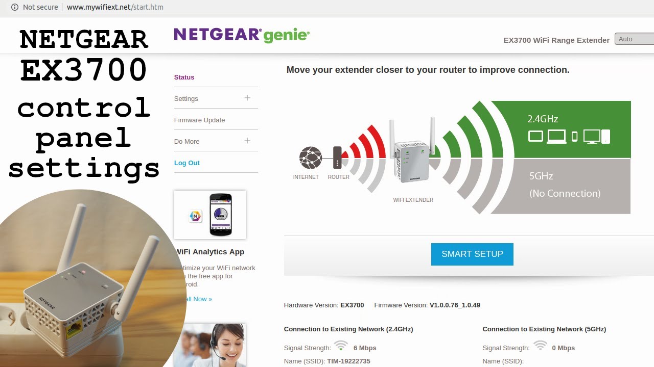 NETGEAR EX3700 WiFi Extender • Control panel login and settings overview YouTube