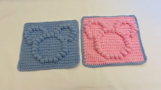 مربع كروشيه ميكي ماوس مجسم بوب كورن فقاعة لعمل بطانية بيبي شنطة جاكيت Crochet bubble heart square