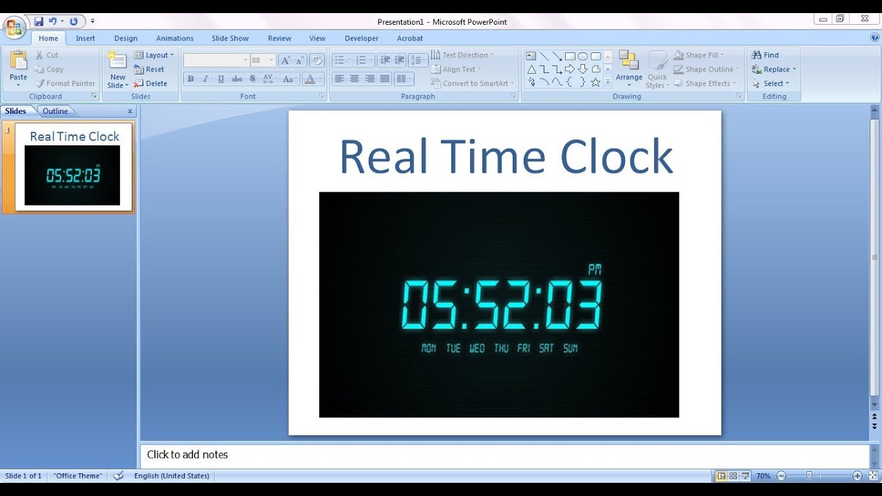 Digital clock countdown timer powerpoint presentation