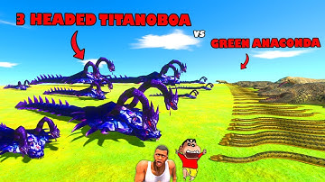 UPGRADING TITANOBOA into 3 HEADED PURPLE MONSTER SNAKE vs GREEN ANACONDA in Animal Revolt Battle