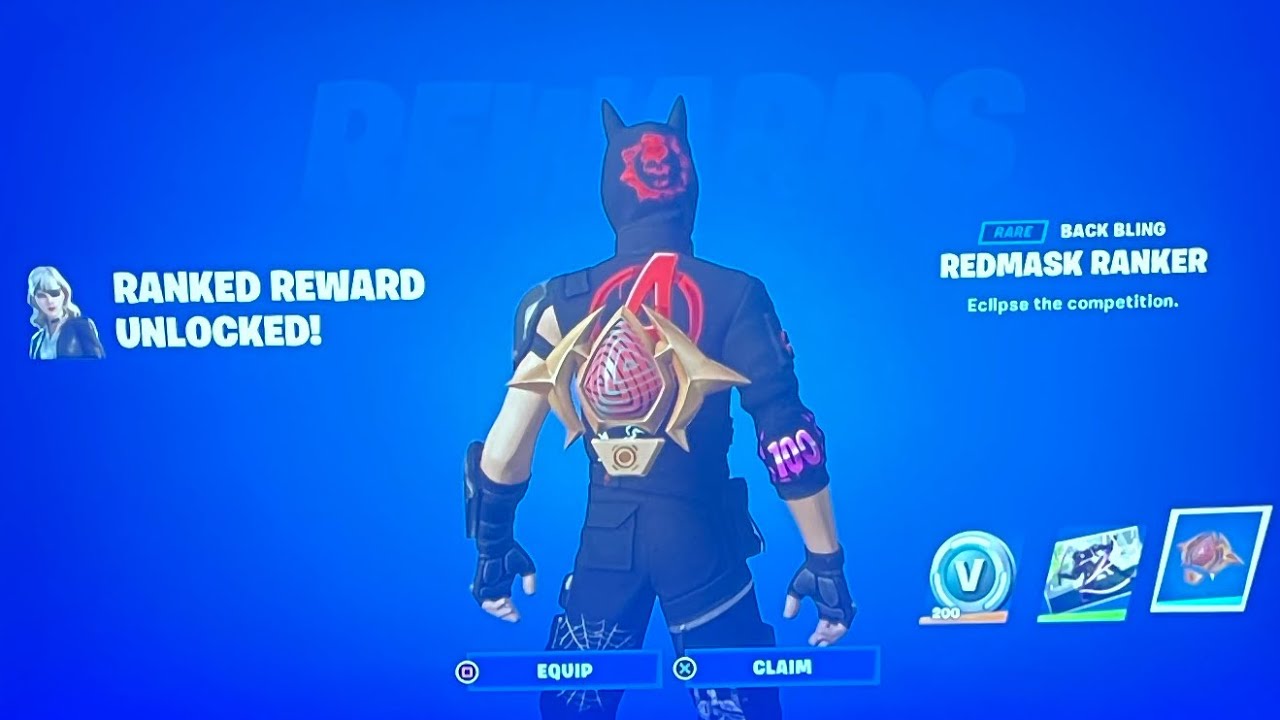 Fortnite gameplay van de Gratis Redmask Ranker Backbling (Ranked Quests