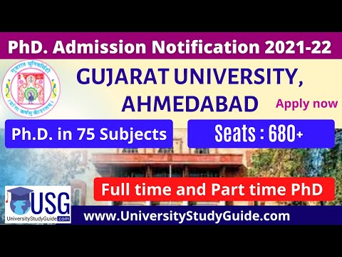 Gujarat University PhD Admission Notice 2021 | PhD admission 2021