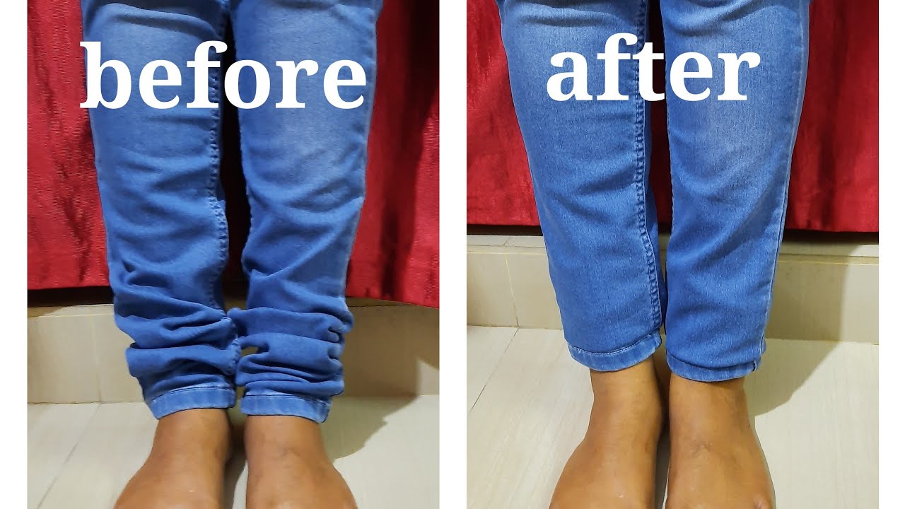 how to convert full jeans to ankle length with out cutting and