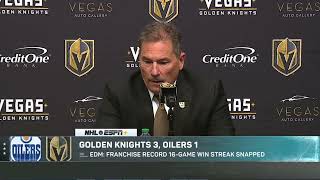 Bruce Cassidy PostGame Interview | Edmonton Oilers vs Vegas Golden Knights