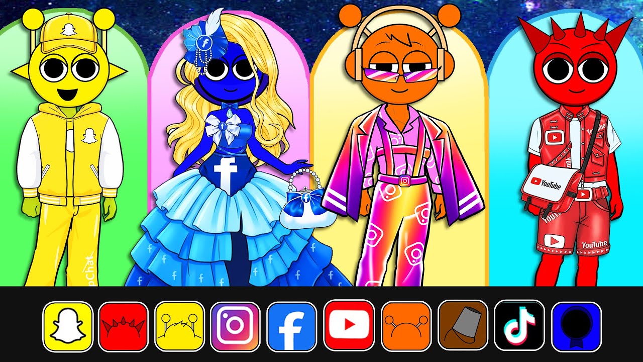 💖Paper DIY💖 SPRUNKI COUPLES WITH SOCIAL MEDIA STYLE OUTFITS AND LOVE STORY | DIY kertas buku