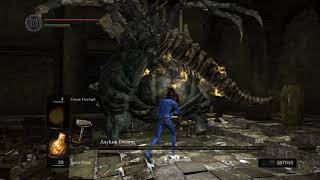SL1 NG+6 No rolling/sprinting/blocking/parrying Asylum Demon (No rings/buffs)
The memes begin. Even on NG+6 earlygame DS1 bosses are pitifully weak, I tried to refrain from using full RTSR setups and whatnot so the bosses get to exist. For this fight though Id probably need something even weaker, since the boss still only survived for about 20 seconds. Not much else to say about it, if you get behind it you pretty much won.
I guess I did half decent with my NG grinding, getting to NG+6 within 3 days of Remastereds launch. Once the route got figured out by either NG+3 or 4 things started going by even faster and a whole NG only took about ~4 hours provided everything went right. The actual NG+6 no roll run so far has been going by at a decent pace too, maybe roughly 40% of the game already done? Even when placing more limitations on some fights such as no rings/buffs they still dont take too long to get defeated. If I keep up this pace I can probably finish this challenge within the next week or so. SL1 NG+6 No rolling/sprinting/blocking/parrying Asylum Demon (No rings/buffs)