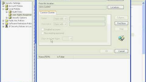 Configuration local security settings for XDS Client user account