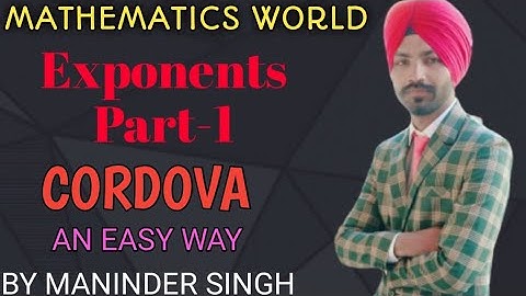 Exponents Part-1 Cordova Class-8th Mathematics Solution