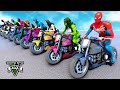Spiderman with Marvel Superheroes Motorcycles RACING Challenge She Hulk Batman Iron Man - GTA 5