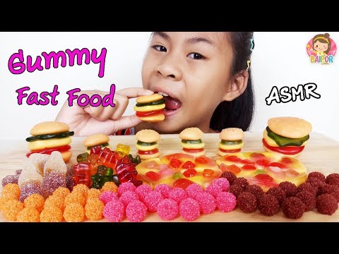 ASMR*TANGHULU*MUKBANG เสียงกินกัมมี่รวม Gummy Fast food 【咀嚼音】젤리 리얼사운드 먹방  グミを食べる音  | น้องใบปอ✔