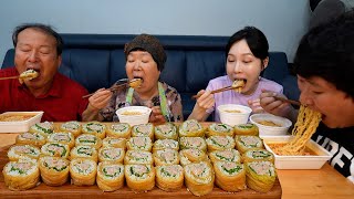 Homemade Ripe Kimchi Gimbap with Tuna - Mukbang eating show