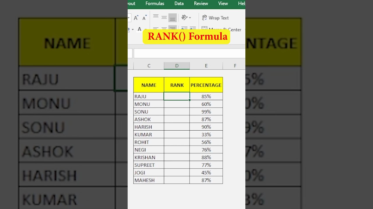 calculate rank formula in excel | data entry in excel interview questions 