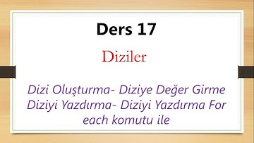 Programlama Temelleri, Diziler , Dizi Oluşturma , Dizi Yazdırma Foreach komutu