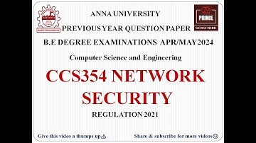 CCS354 NETWORK SECURITY | ANNA UNIVERSITY QUESTION PAPER APR/MAY 2024