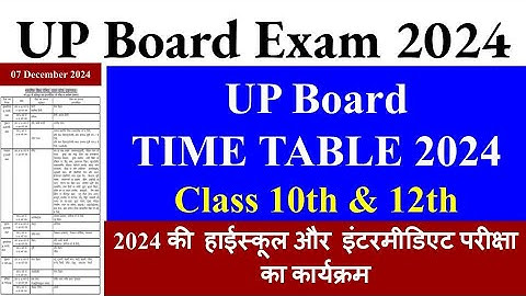 UP Board Time Table 2024, UP Board 2024 Exam date, class 12 up board exam 2024 date sheet,