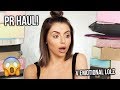 MY BIGGEST PR UNBOXING YET! HUGE MAKEUP HAUL + SWATCHES. WHY DO I ALWAYS CRY!?