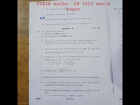 TSBIE maths 1B march 2023 #tsbie #maths #maths1a #calculus #maths1b