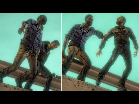 Omid Pushes Lee From The Bridge vs Lee Pushes Omid -All Choices- The Walking Dead