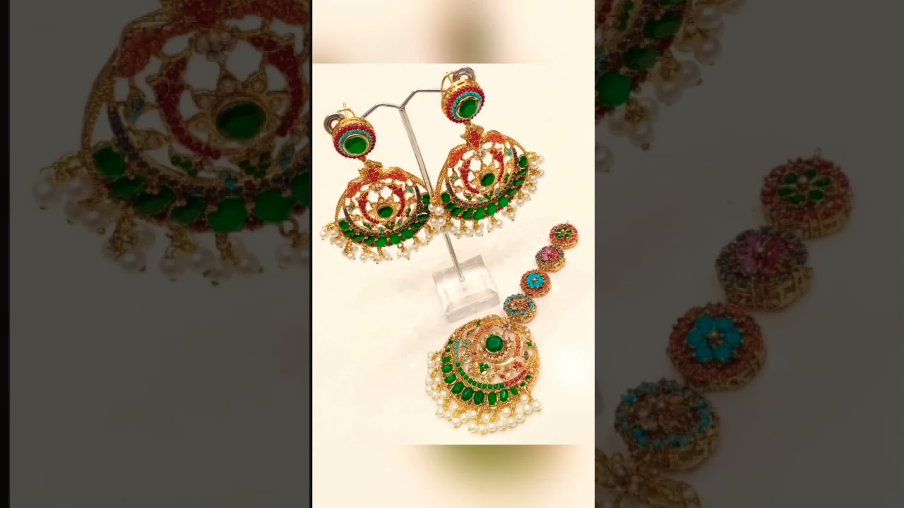Noratan jewellery, mang teeka and earrings
