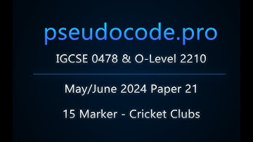 [15 Marker] IGCSE 0478 / O-Level 2210 - Cricket Clubs | May/June 2024 Paper 21