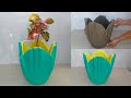 MAKE EASY AND SIMPLE DESIGN POTS FROM TOWEL- CEMENT CRAFT IDEAS