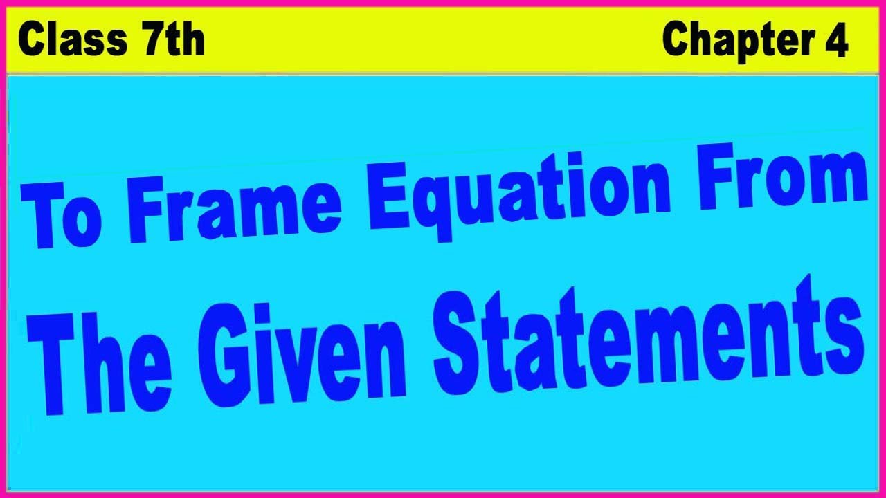 To write equation for given statements - YouTube