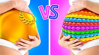 RICH PREGNANT VS BROKE PREGNANT || Cool Pregnancy Moments by 123 GO GOLD !