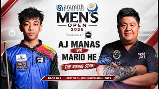 AJ Manas vs Mario He 🔥 THE RISING STAR! | Aramith Men's Open 2026 | Race to 4 screenshot 3