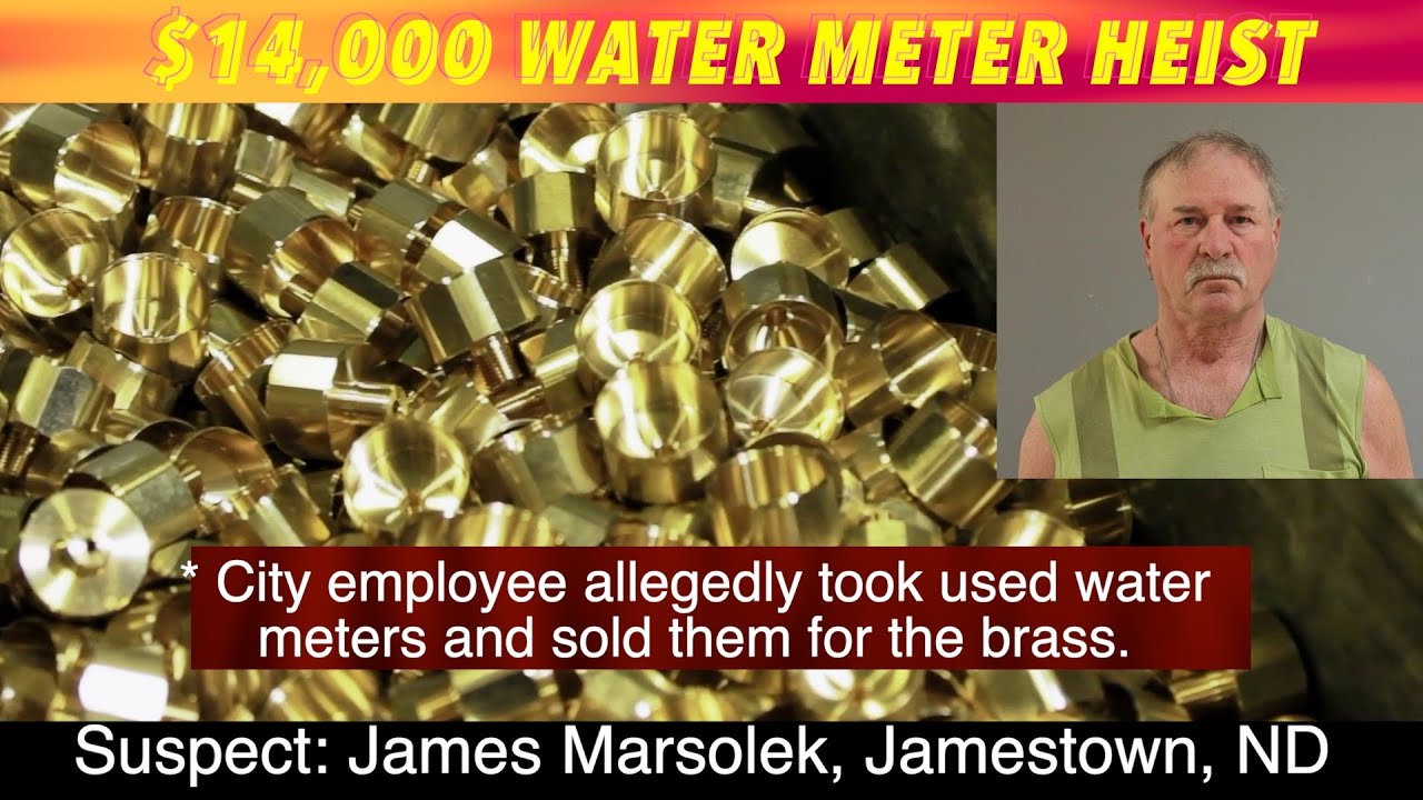 Кража счетчика воды на сумму 14 000 долларов в городе Джеймстаун, Северная Дакота.