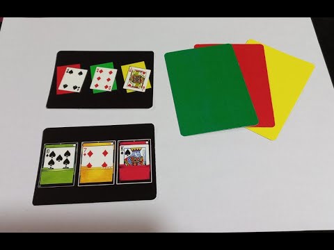 Three colored cards