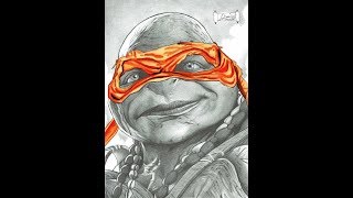 TMNT Michelangelo A Dredfunn Pencil and Watercolour Portrait