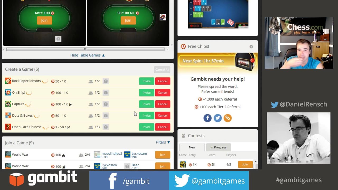 Chess Master Daniel Rensch Plays Gambit Games - YouTube