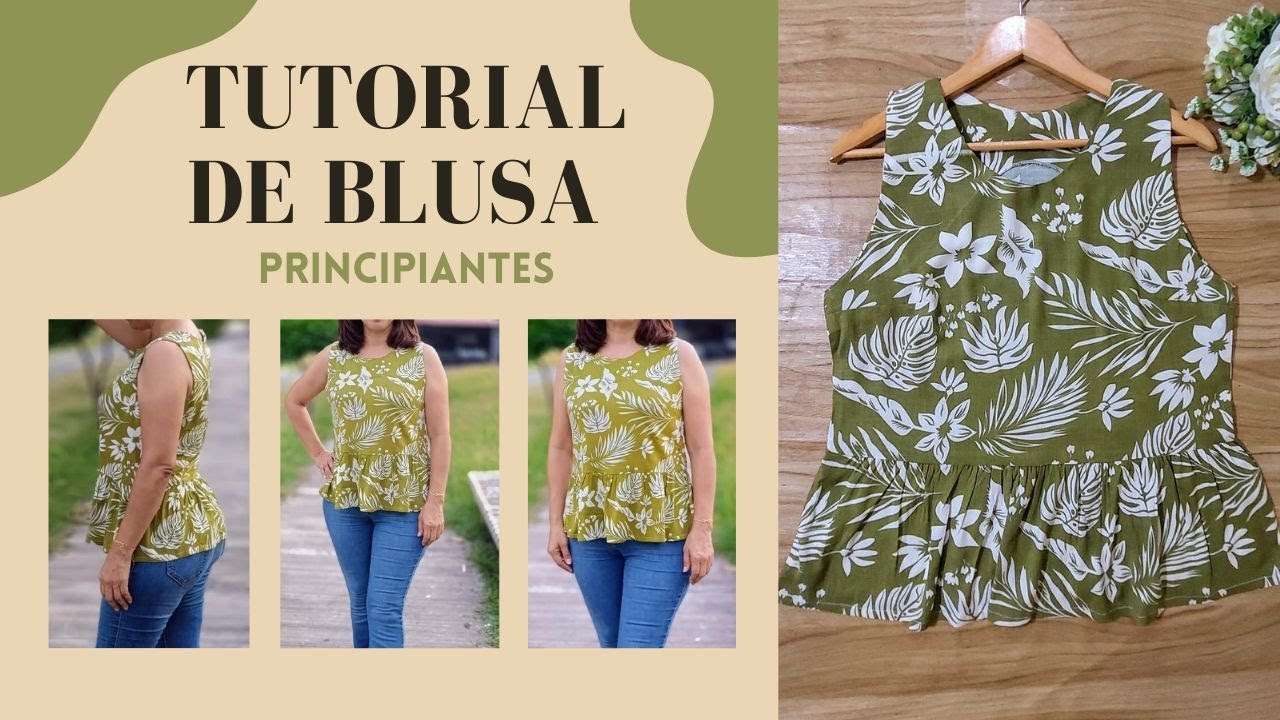 Elabora tu primera blusa!!! Súper fácil con olán en la base escote y sisas pulidos con vistas