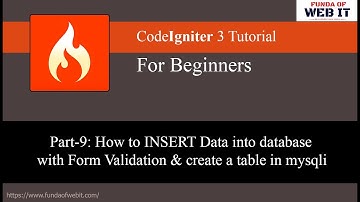 Codeigniter 3 Tutorial Part-9: Insert data into db with form validation & create table in mysqli