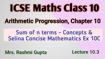 icse class 10 maths | Arithmetic Progression | Sum of n terms concepts | Selina Ex 10C Solution |