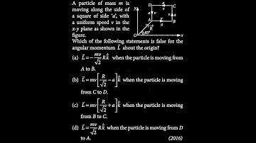 A particle of mass m is moving along the side of a square of side 