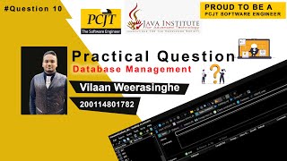 DBMS Question Session Task No 10 | 1st Year | Semester 01 | Java Institute | Vilaan Weerasinghe
