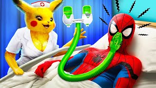 Süper Kahraman Hastaneye Gizlice Giriyor! Spiderman Hastanede!