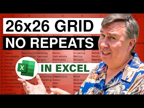 Excel - 26x26 Letter Grid & No Repeats-Both Ways?: Episode 1700