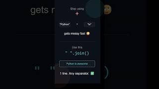 Stop using + to combine list items into a string #coding #codingshorts #programming #python  #code
