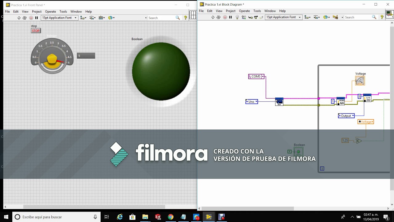 PRACTICA con Labview de un led y una foto resistencia - YouTube