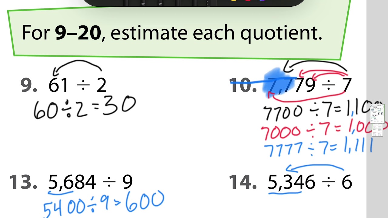 my homework lesson 9 estimate quotients