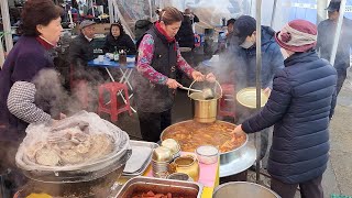 Only 4$ unlimited rice soup?! people wait in line 2 hours / Korean street food